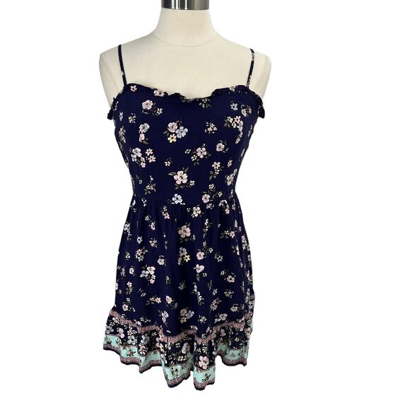 BEBOP Floral Print Mini Babydoll Dress SZ Juniors LG - Picture 1 of 14